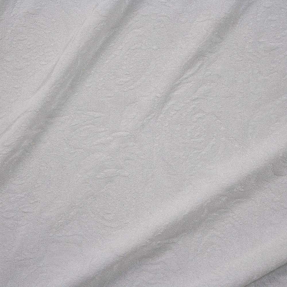Warm White Rose Textured Double Knit Fabric By The Yard - Wide shot