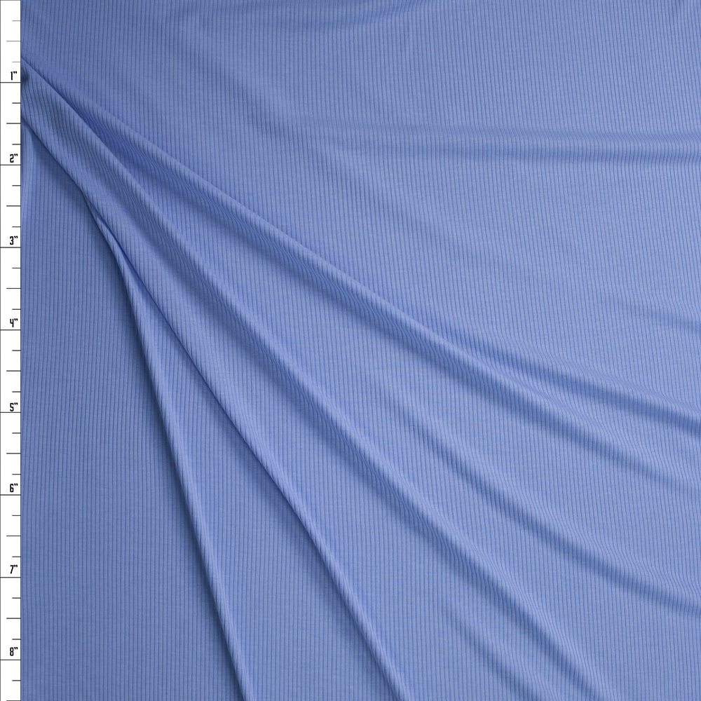 Light Blue Midweight Ribbed Knit Fabric By The Yard