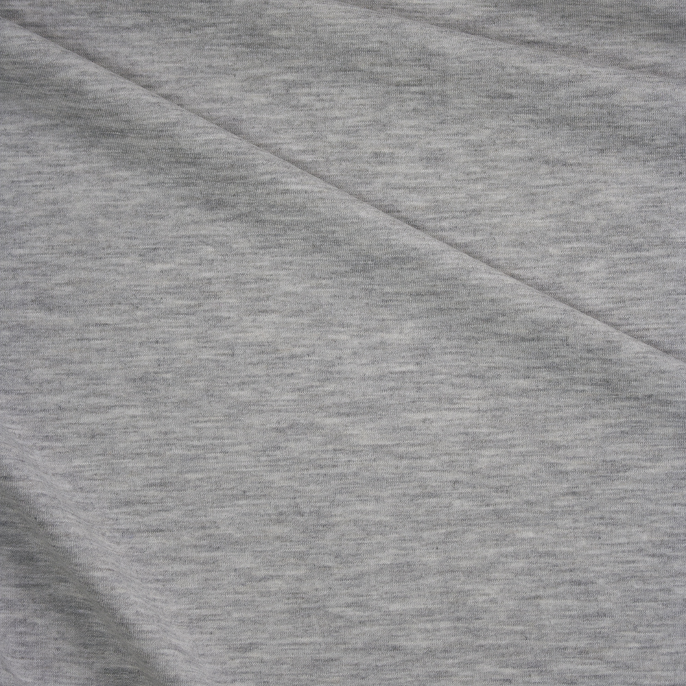Light Grey Heather Poly/Rayon French Terry Fabric By The Yard - Wide shot