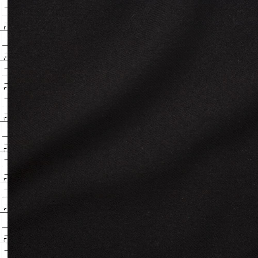 Black Coating Weight Wool Crepe Fabric By The Yard