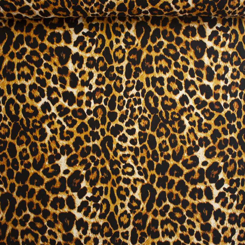 Leopard Print Heavyweight Stretch Twill Fabric By The Yard - Wide shot