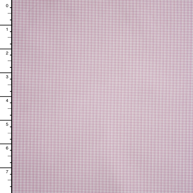 Pink and White Micro Plaid Designer Fine Cotton Shirting Fabric By The Yard