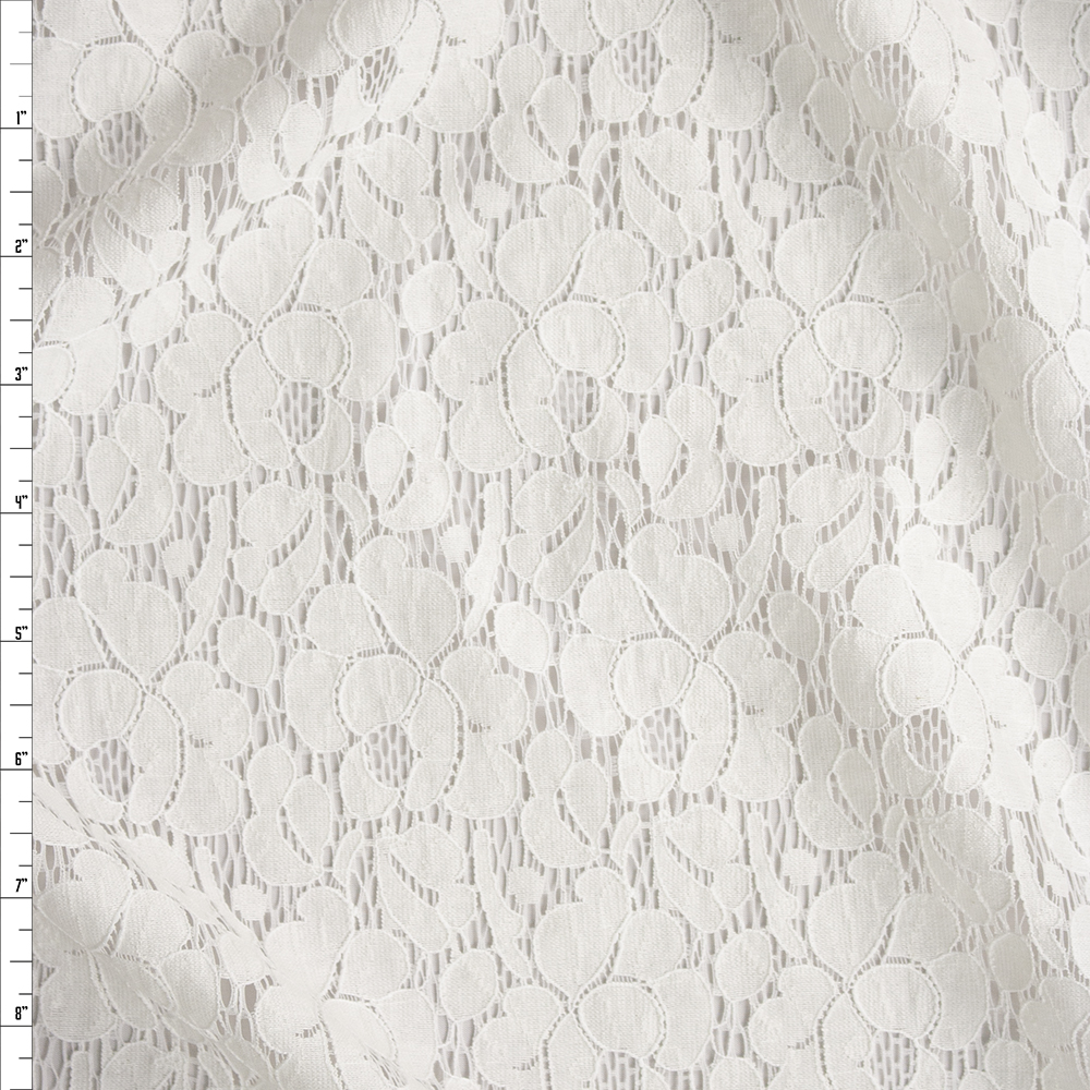 Offwhite Rose Floral Designer Lace Fabric By The Yard