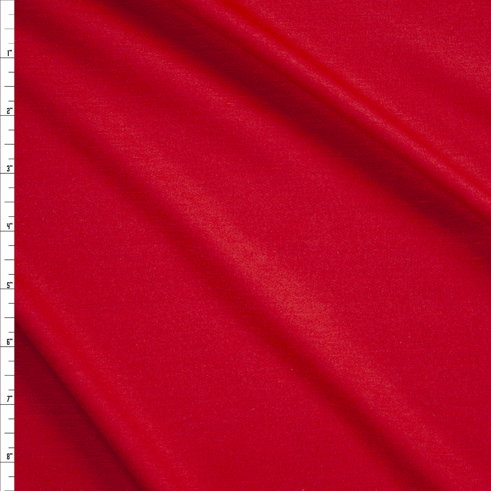 Bright Red Poly/Rayon French Terry Fabric By The Yard
