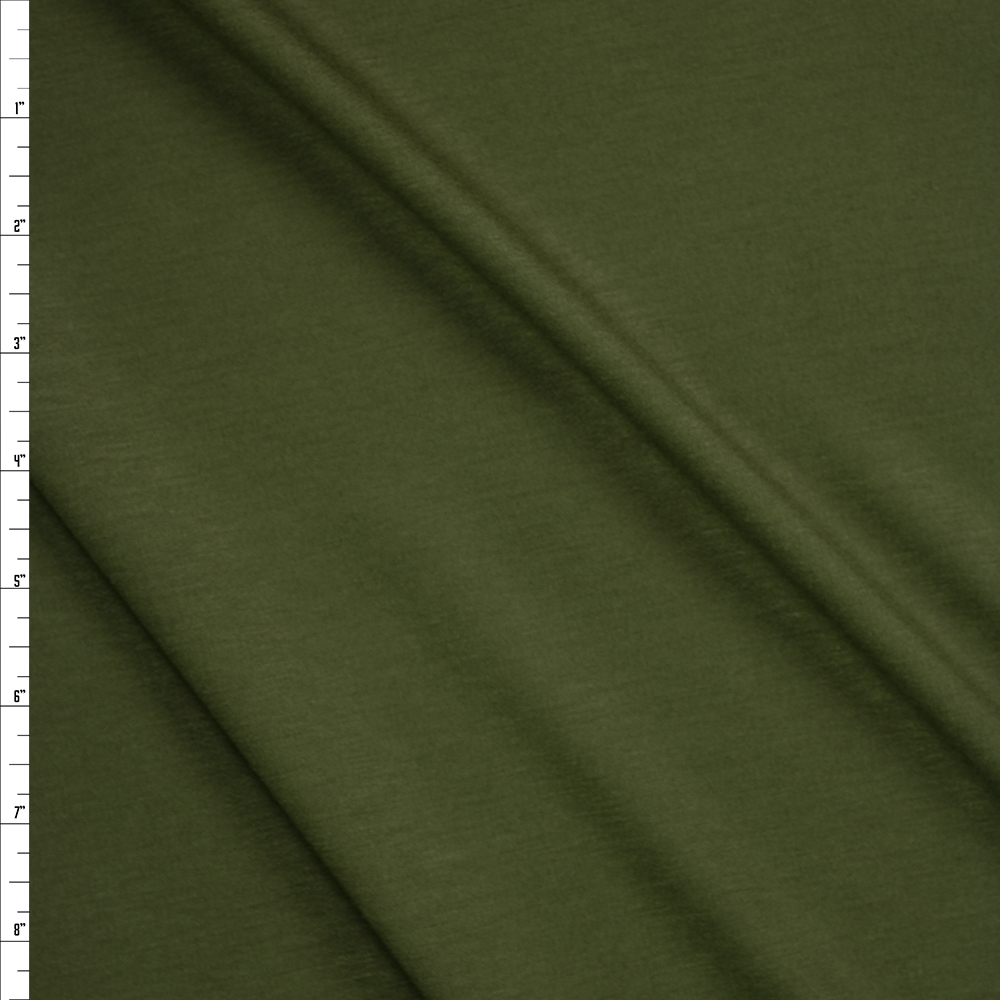 Olive Green Poly/Modal French Terry Fabric By The Yard
