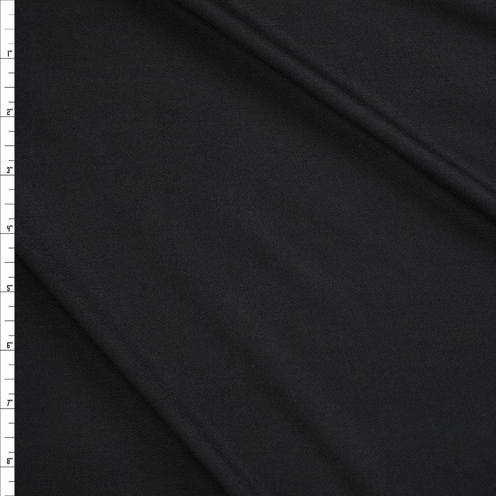 Black Lightweight Poly/Modal French Terry Fabric By The Yard