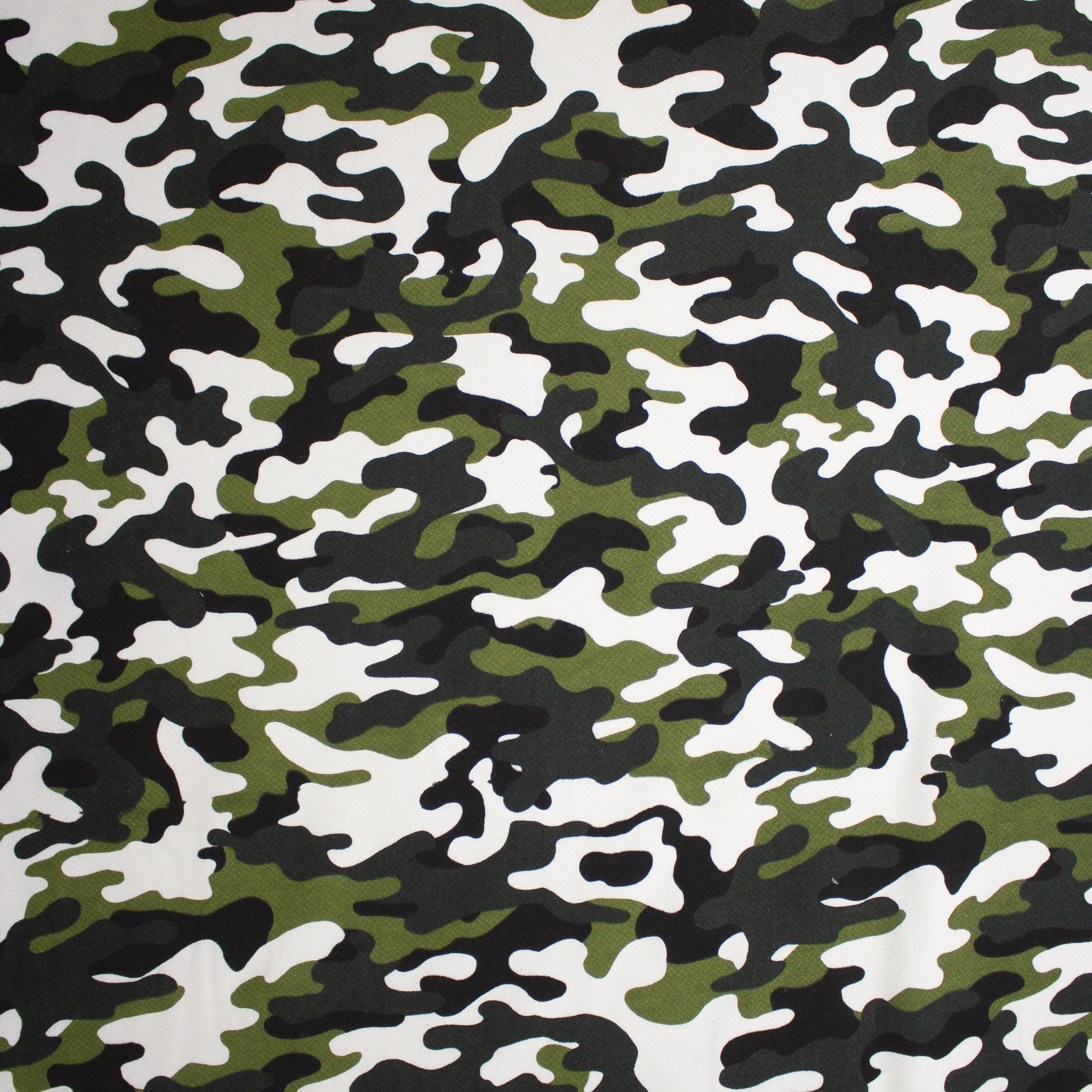 Black, Green, and Warm White Camouflage Heavy Cotton Sweatshirt Fleece Fabric By The Yard - Wide shot