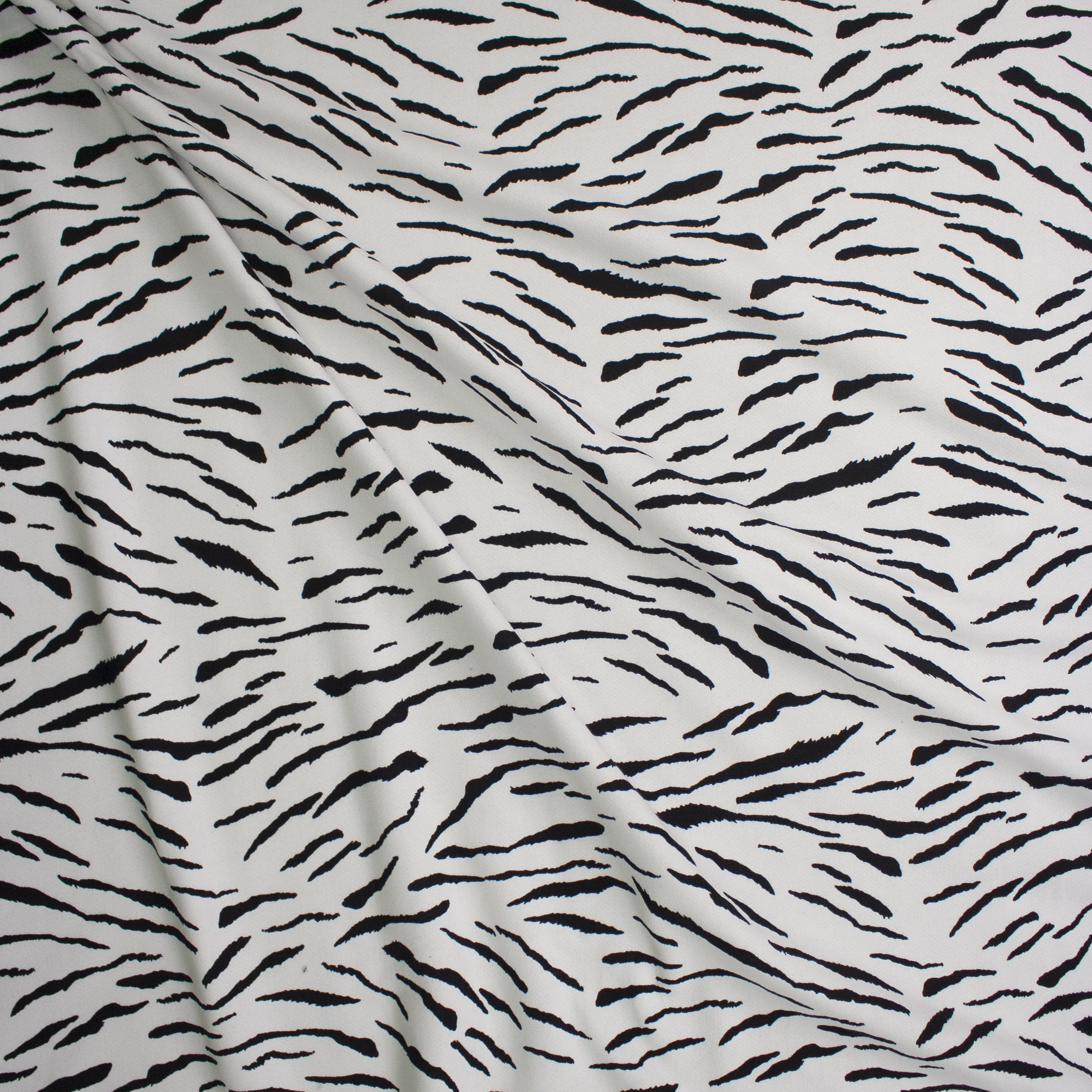 Black on White Tiger Cotton Sweatshirt Fleece Fabric By The Yard - Wide shot