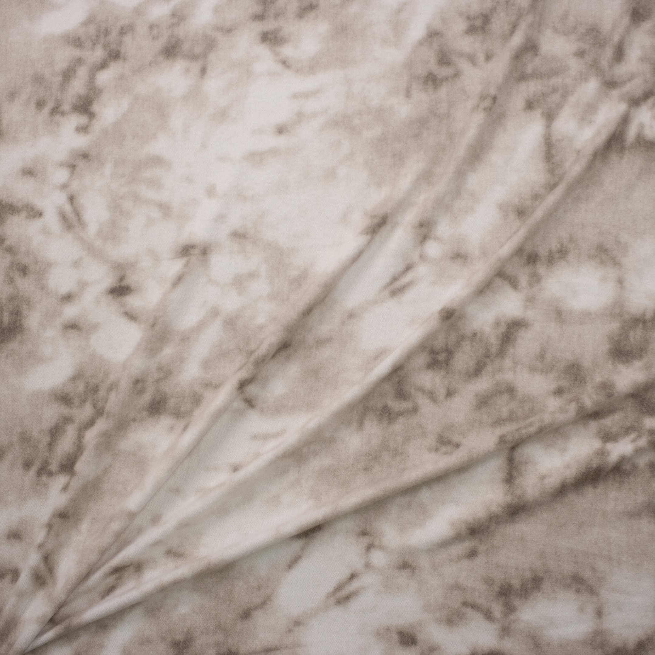 Tan and Ivory Tie Dye Brushed Hacci Knit Fabric By The Yard - Wide shot
