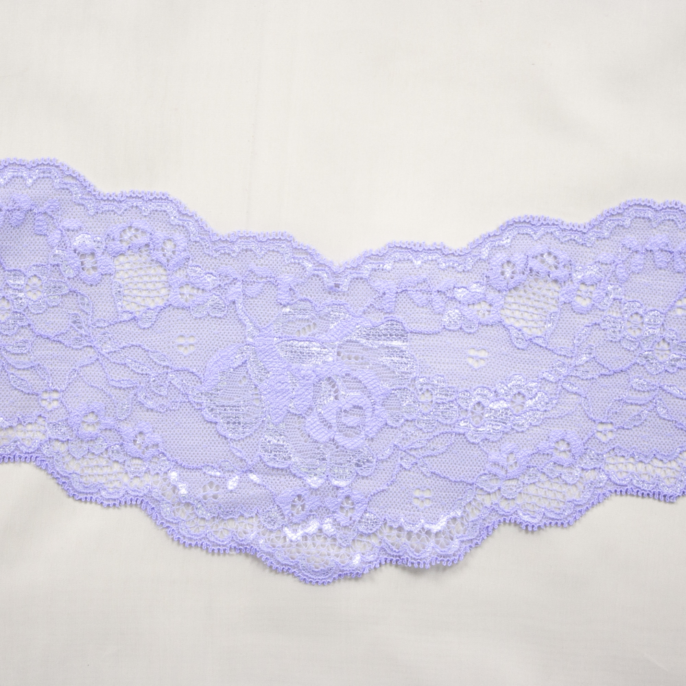 4" Lavender Designer Floral Stretch Lace V-Panel from ‘Hanky Panky’ Fabric By The Yard