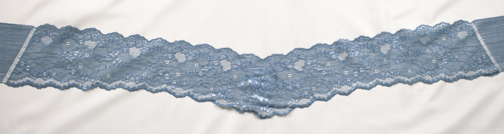 4" Slate Designer Floral Stretch Lace V-Panel from ‘Hanky Panky’ Fabric By The Yard - Wide shot