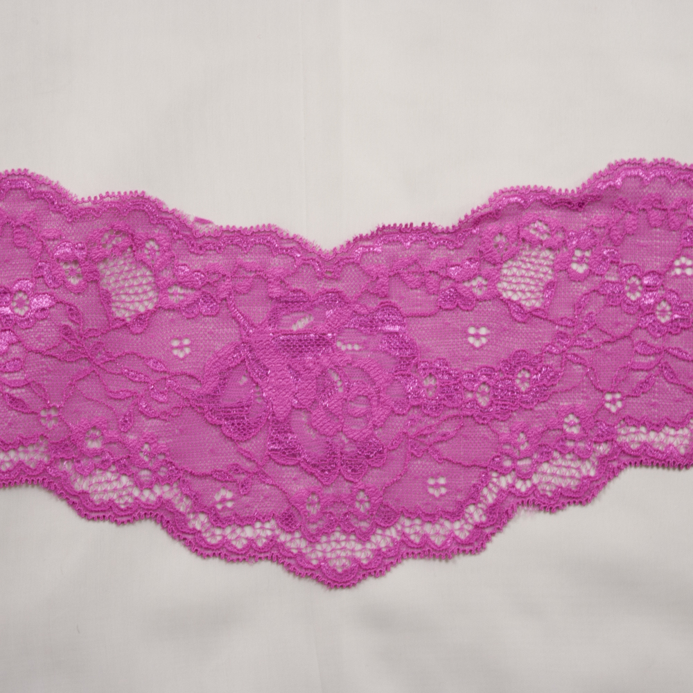 4" Hot Pink Designer Floral Stretch Lace V-Panel from ‘Hanky Panky’ Fabric By The Yard