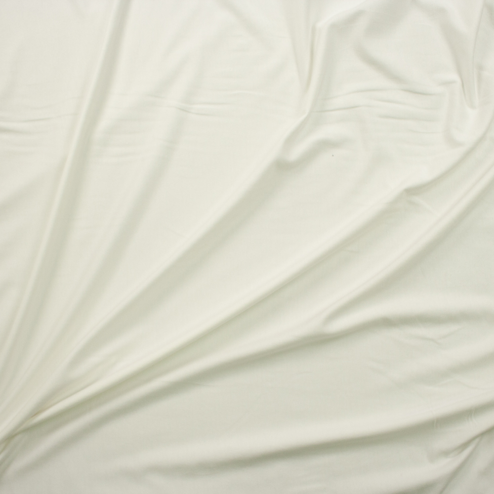Warm White Midweight Stretch Cotton French Terry Fabric By The Yard - Wide shot