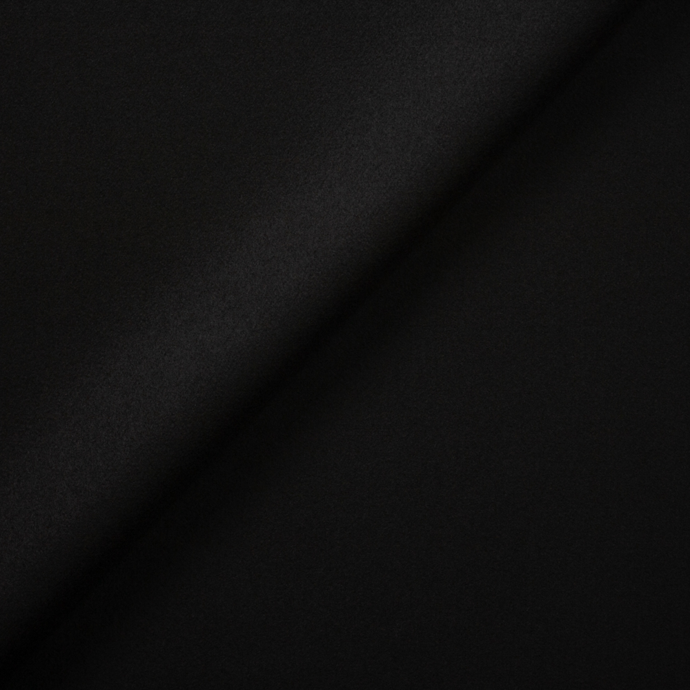 Black Soft Designer Wool Blend Melton Fabric By The Yard