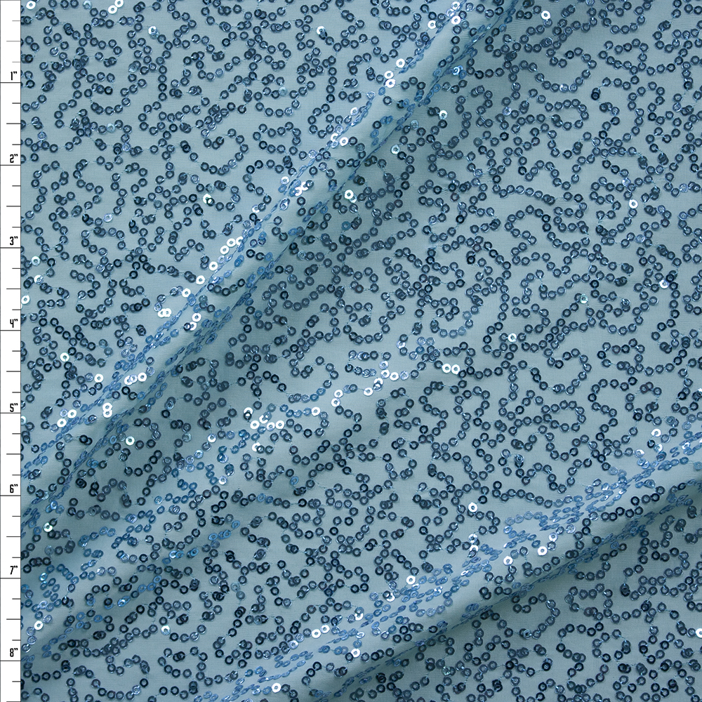 Aqua Designer Sequin Fabric Fabric By The Yard