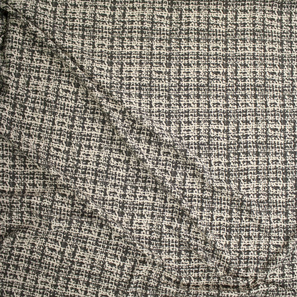 Grey and Ivory Tweed Look Crepe Textured Liverpool Fabric By The Yard - Wide shot