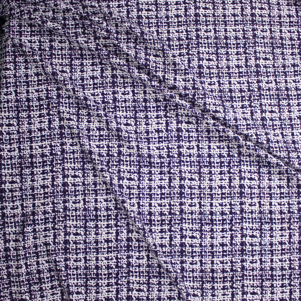 Purple and Ivory Tweed Look Crepe Textured Liverpool Fabric By The Yard - Wide shot