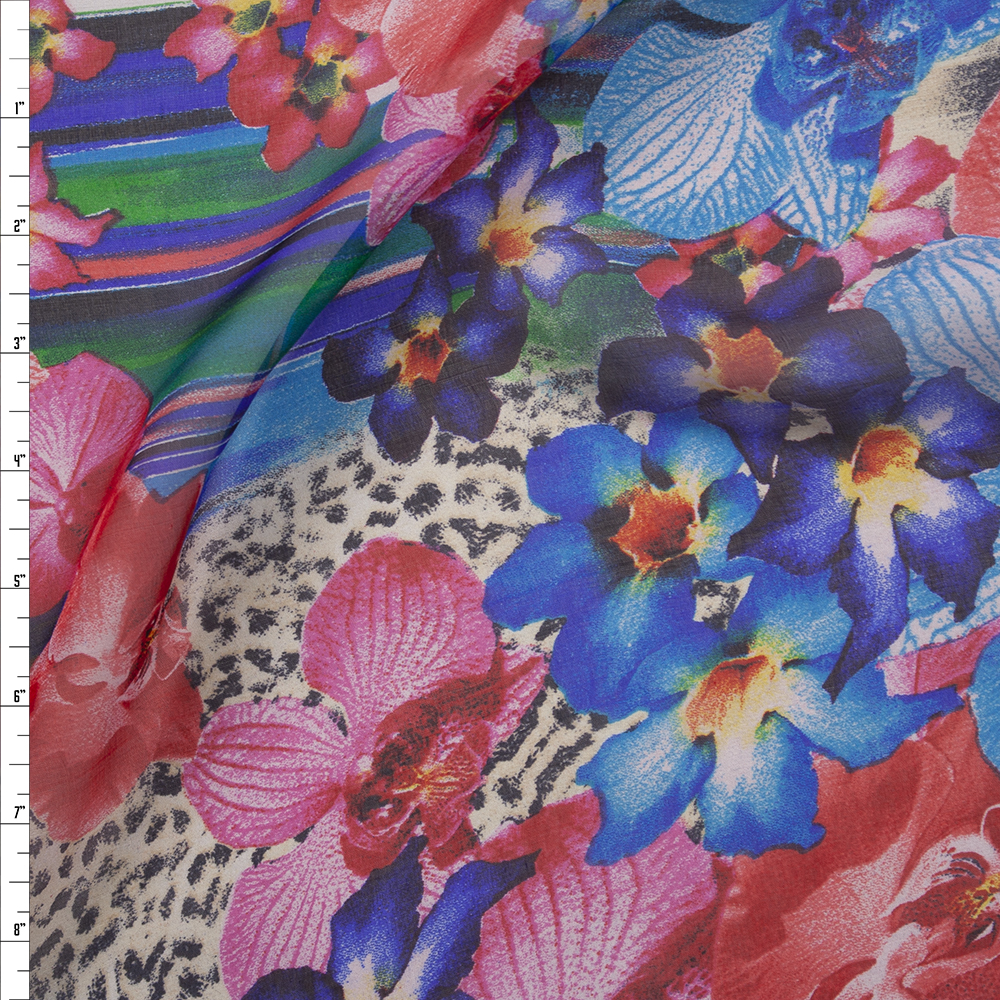 Abstract Designer Silk Chiffon #23696 Fabric By The Yard