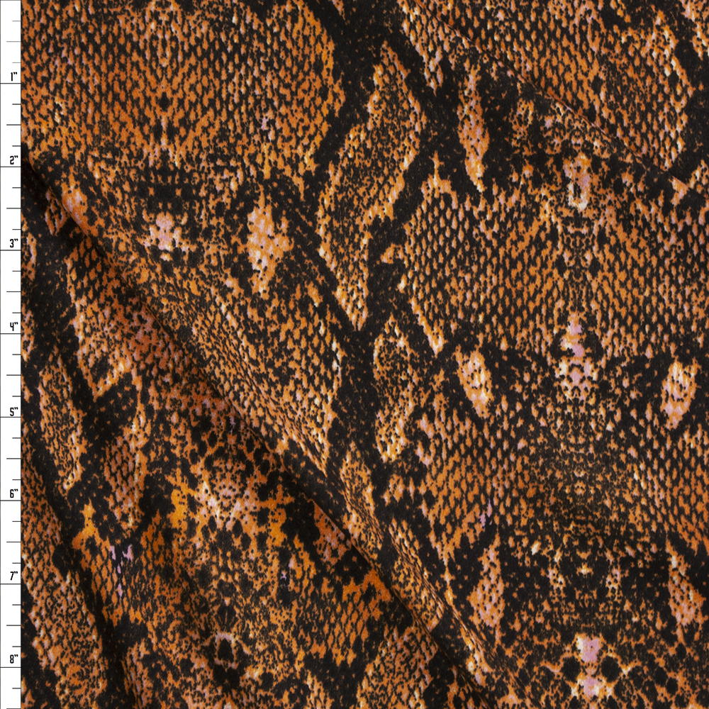 Rust Snakeskin Double Brushed Poly/Spandex Fabric By The Yard