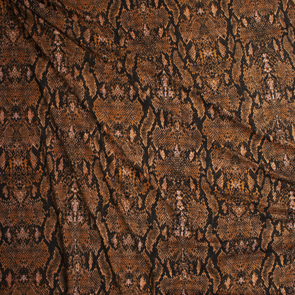 Rust Snakeskin Double Brushed Poly/Spandex Fabric By The Yard - Wide shot