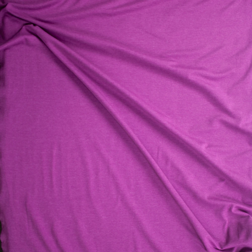 Bright Purple Heather Soft Poly/Rayon Micro Ribbing Fabric By The Yard - Wide shot