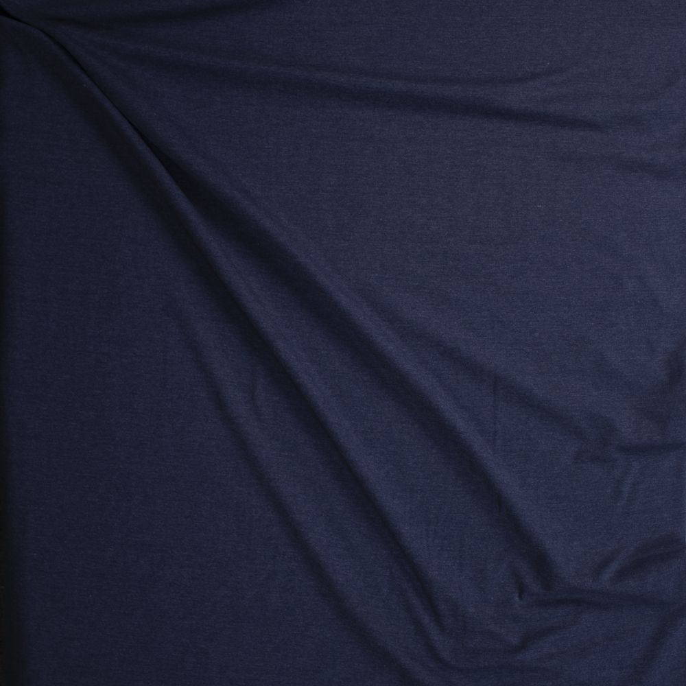 Navy Heather Soft Poly/Rayon Micro Ribbing Fabric By The Yard - Wide shot