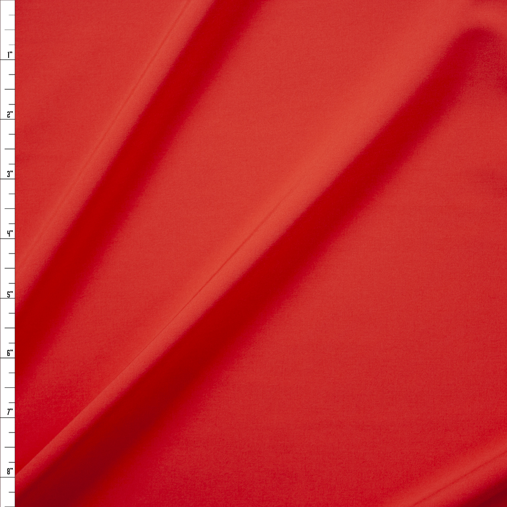 Fire Red Blouse Weight Stretch Polyester Woven Fabric By The Yard