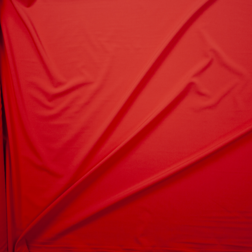 Fire Red Blouse Weight Stretch Polyester Woven Fabric By The Yard - Wide shot
