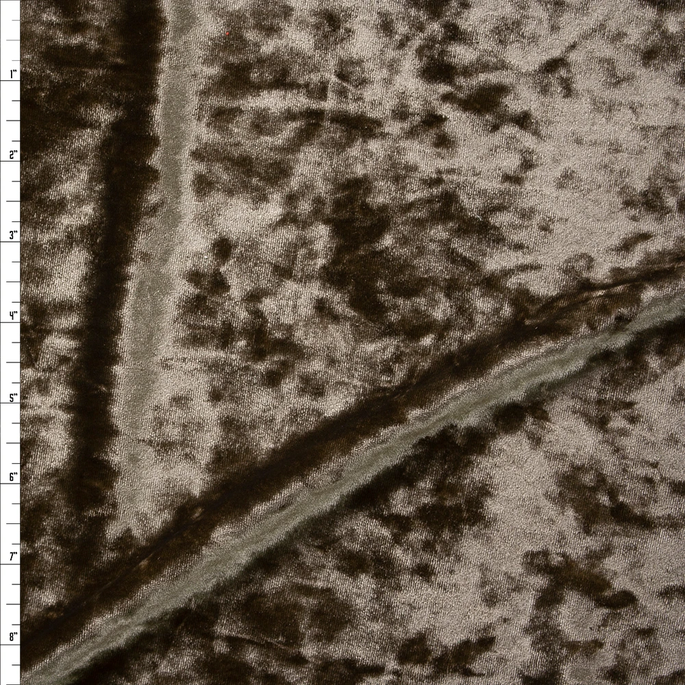 Khaki 4-way Stretch Crushed Velvet Fabric By The Yard