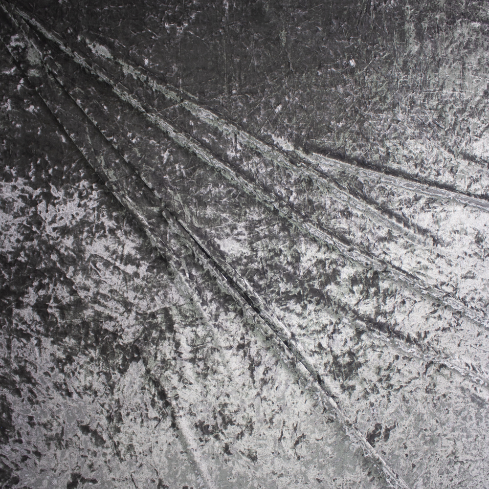Grey Crushed Stretch Velvet Fabric By The Yard - Wide shot