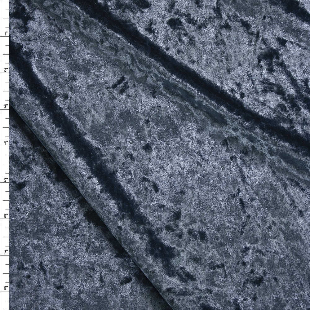 Cadet Blue Crushed Stretch Velvet Fabric By The Yard