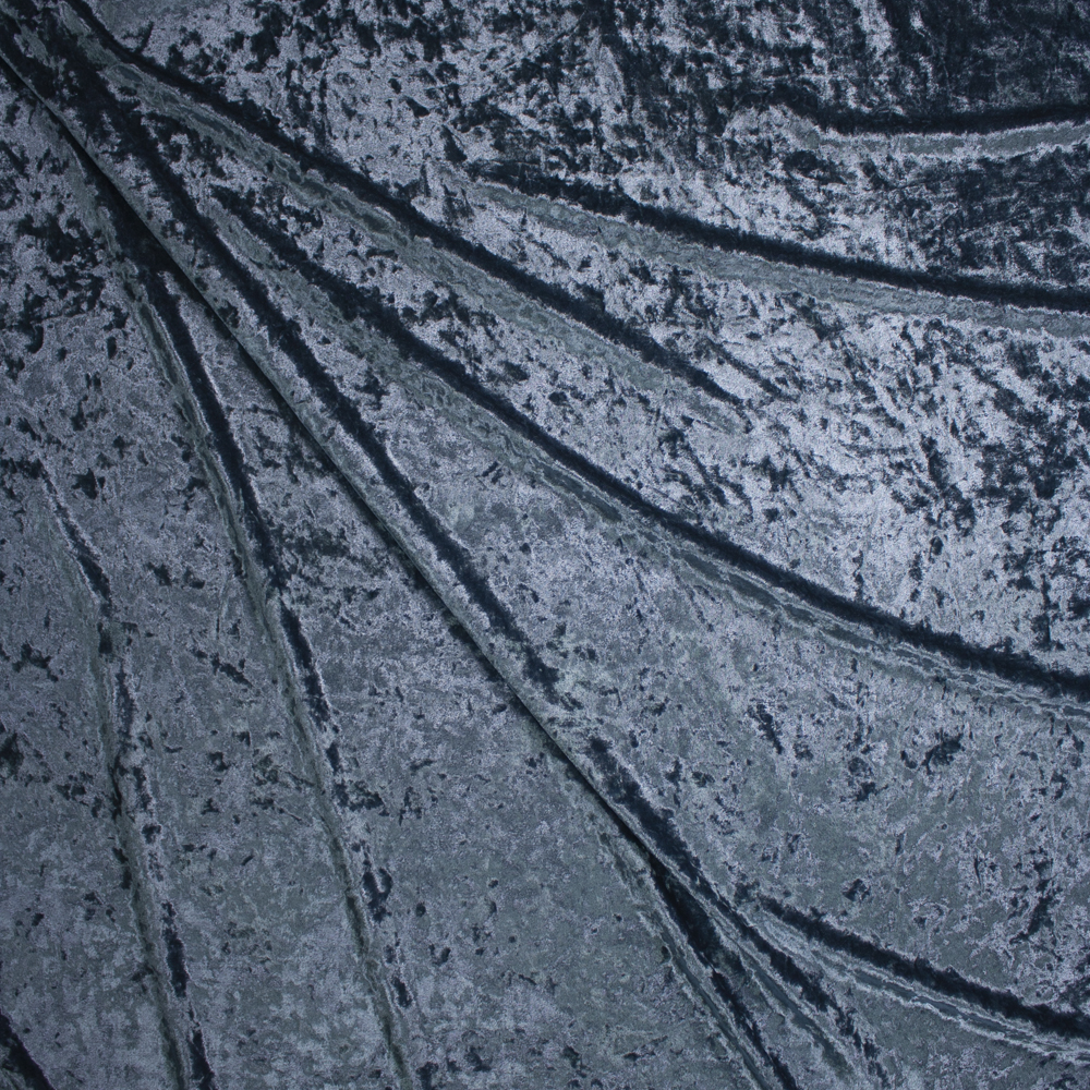 Cadet Blue Crushed Stretch Velvet Fabric By The Yard - Wide shot