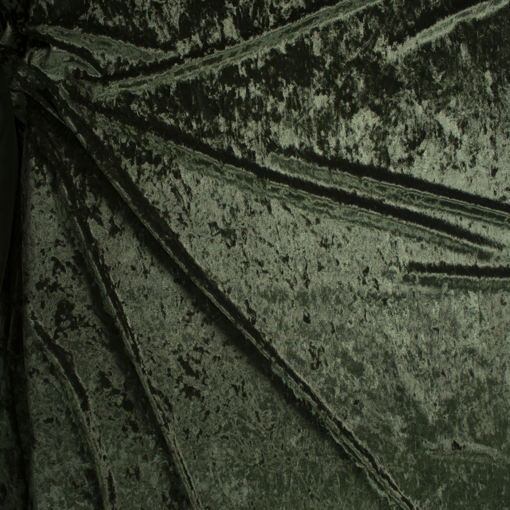 Dark Olive Crushed Stretch Velvet Fabric By The Yard - Wide shot