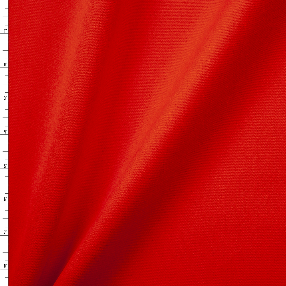 Bright Red Orange Heavyweight Designer Sateen Fabric By The Yard