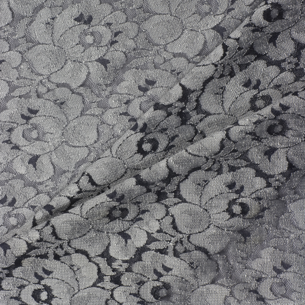 Silver and Black Floral Stretch Lace