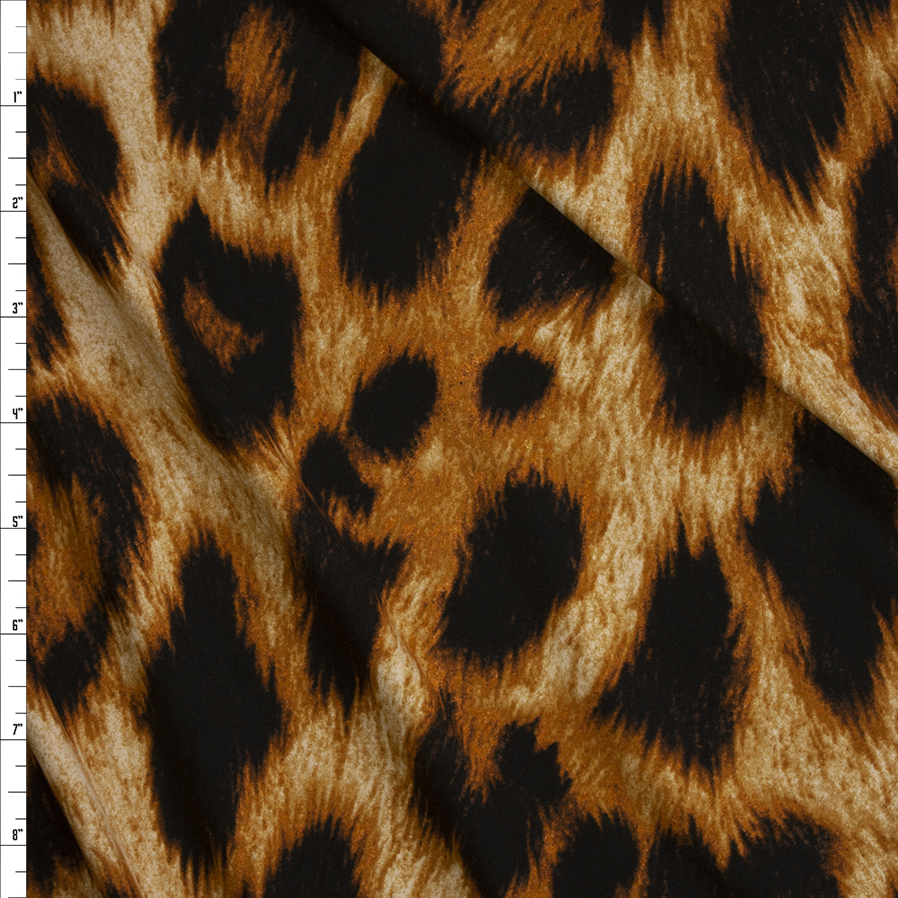 Large Leopard Print Double Brushed Poly/Spandex Fabric By The Yard