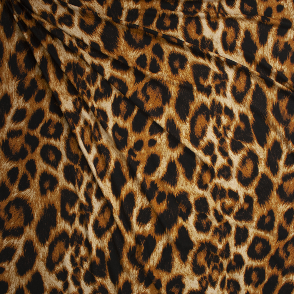 Large Leopard Print Double Brushed Poly/Spandex Fabric By The Yard - Wide shot