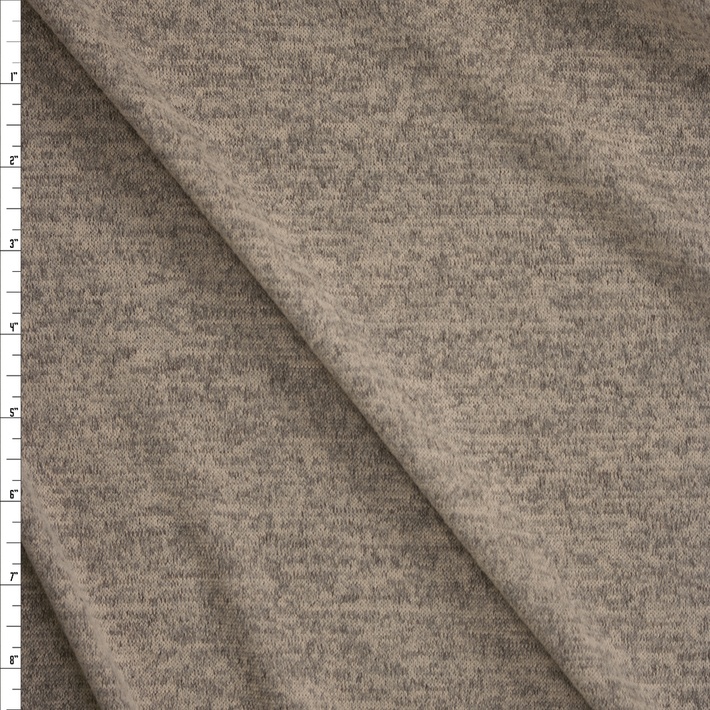 Tan Heather Brushed Hacci Sweater Knit Fabric By The Yard