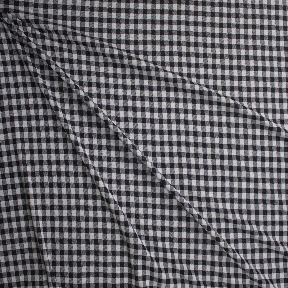 Grey and Black Gingham Plaid Double Sweater Knit Fabric By The Yard - Wide shot