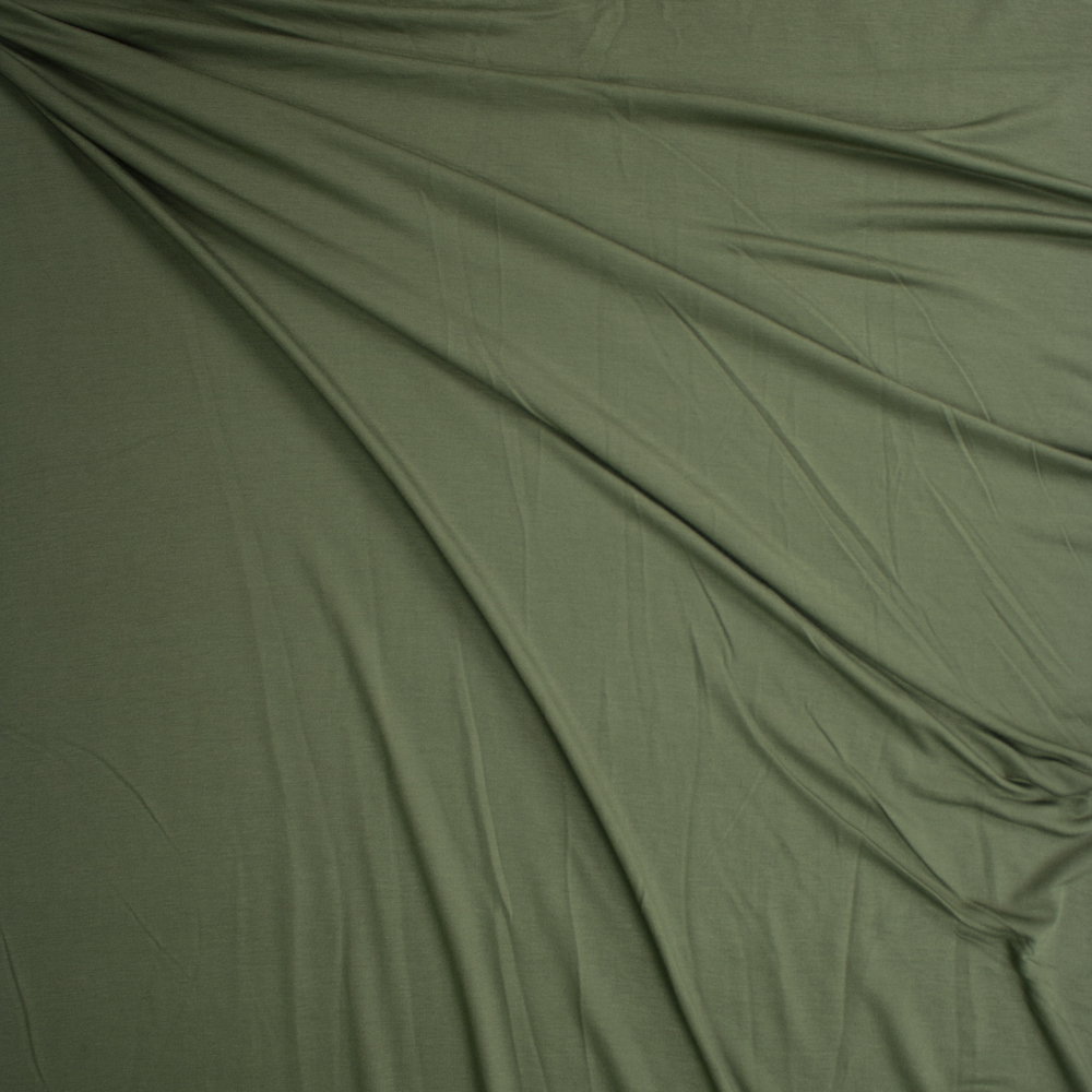 Olive Green Rayon French Terry Fabric By The Yard - Wide shot