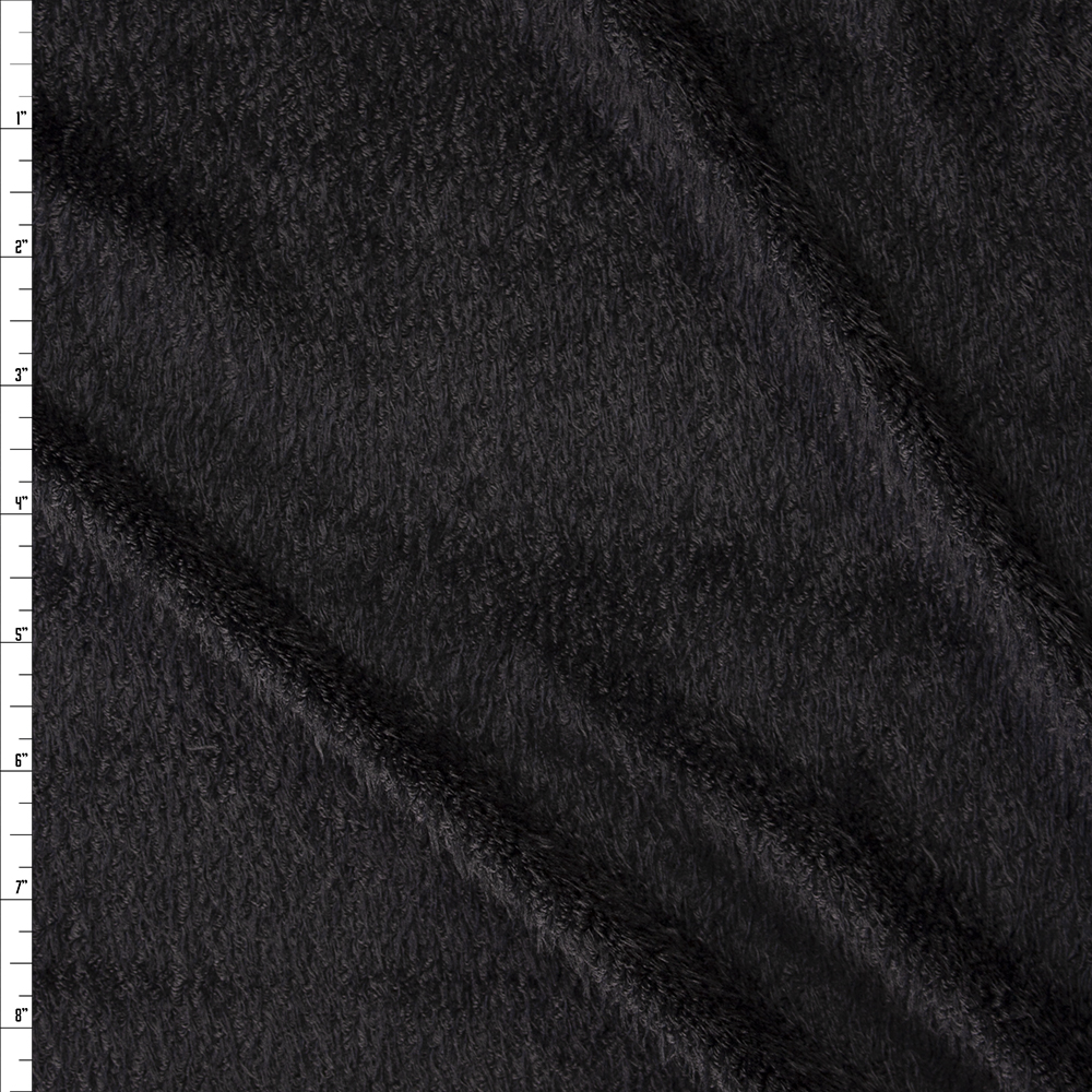 Black Fuzzy Stretch Knit Fabric By The Yard