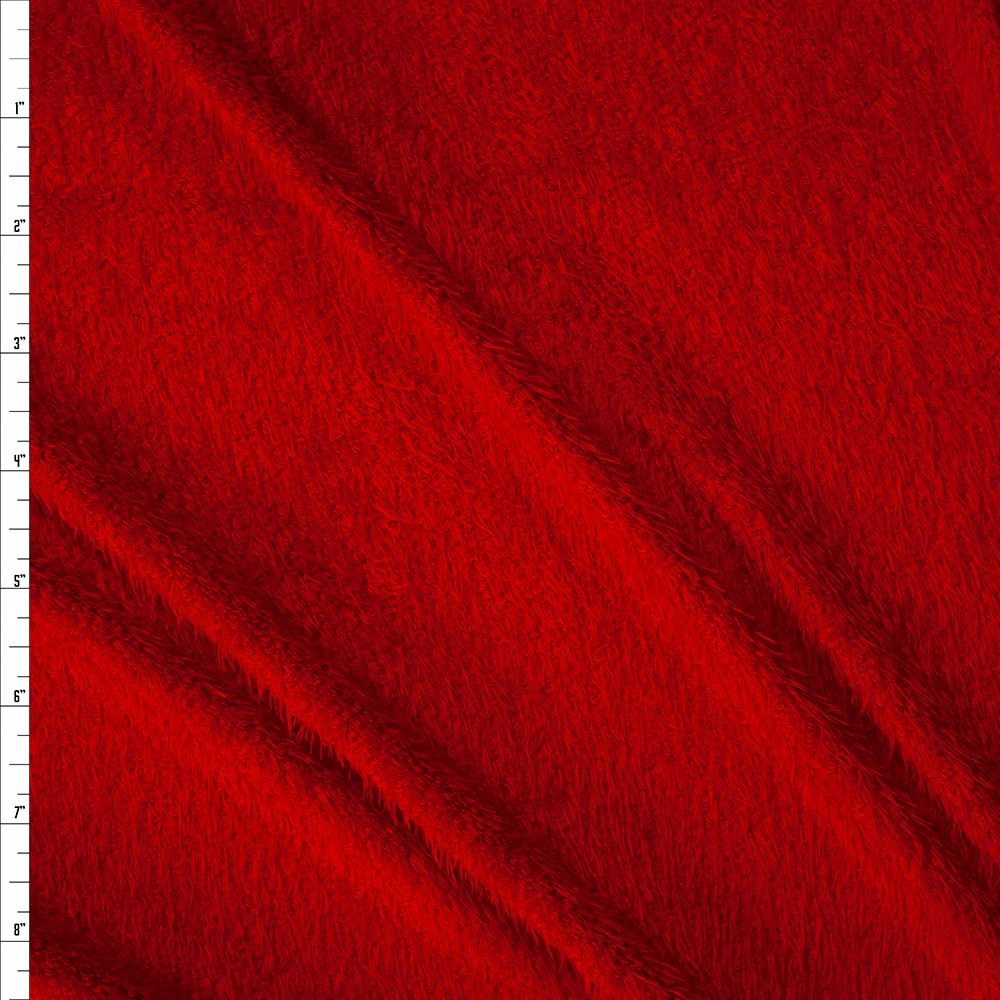 Red Fuzzy Stretch Knit Fabric By The Yard