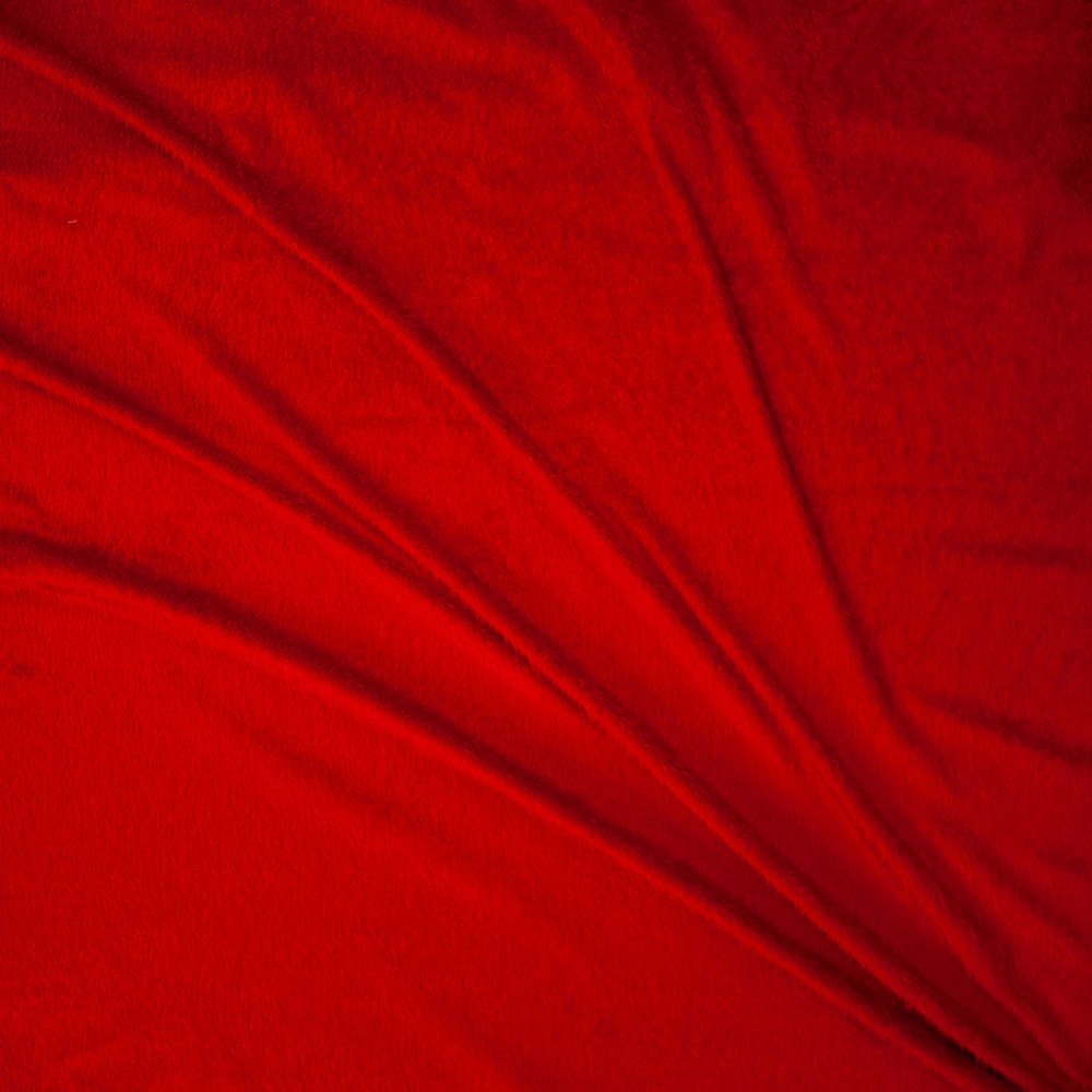 Red Fuzzy Stretch Knit Fabric By The Yard - Wide shot