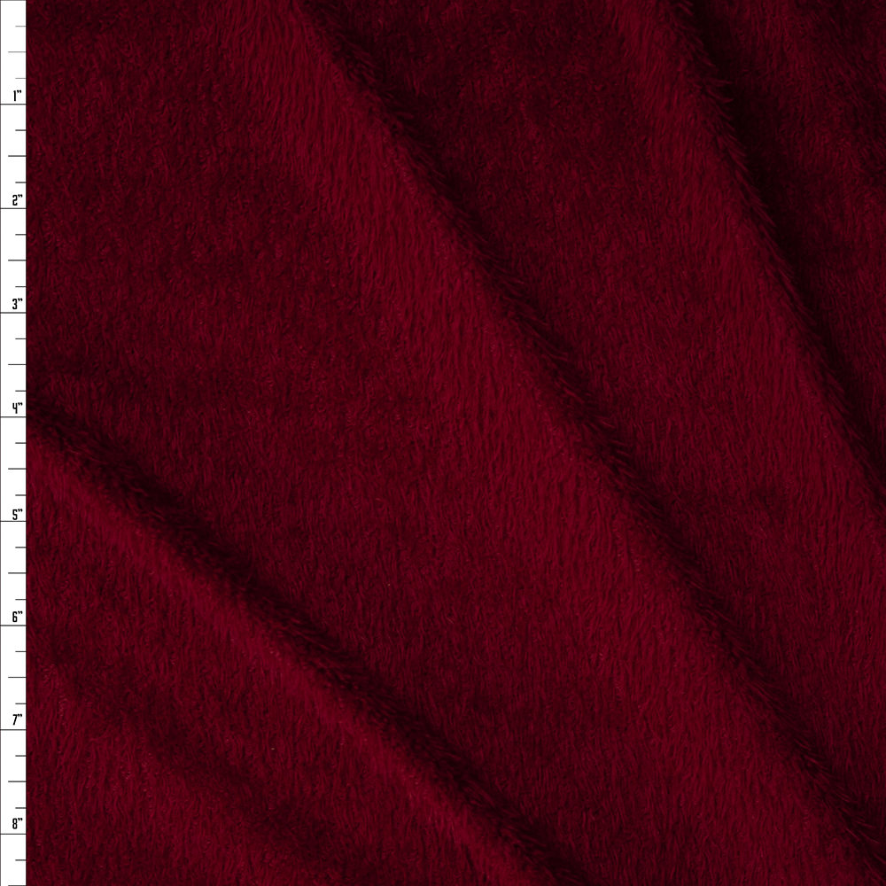 Burgundy Fuzzy Stretch Knit Fabric By The Yard