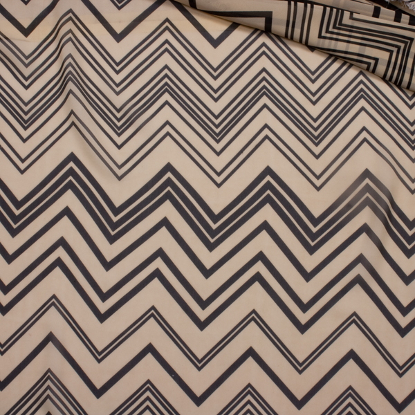 Black on Ivory Multi Chevron Chiffon