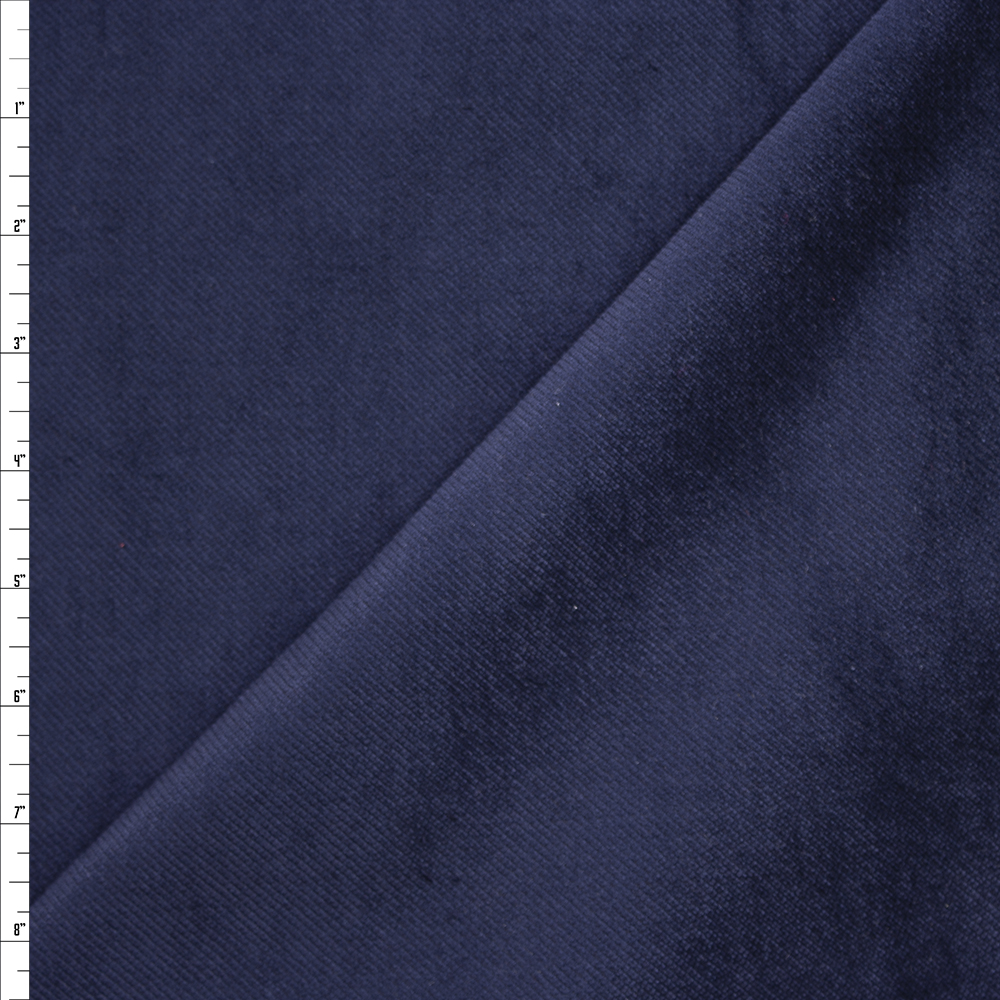 Navy Twill Weave Designer Stretch Cotton Velvet from ‘7 for All Mankind’ Fabric By The Yard