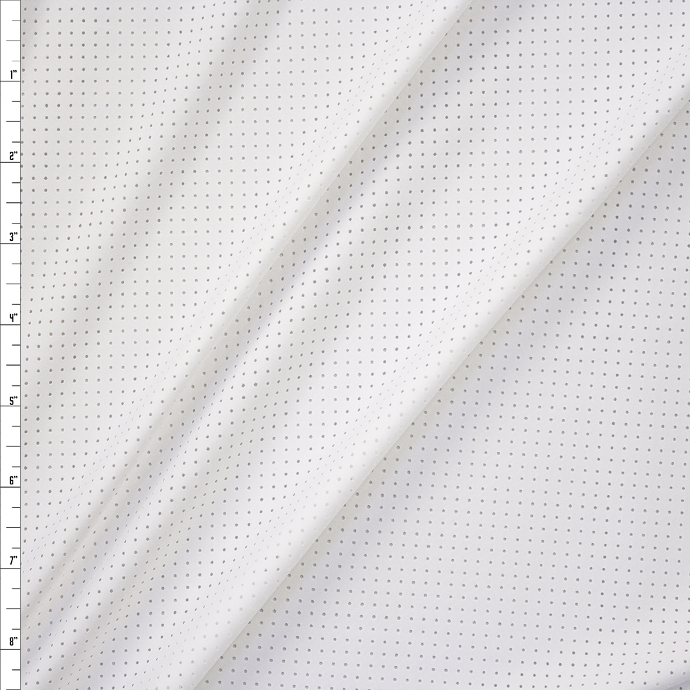 White Perforated Stretch Athletic Nylon/Spandex Fabric By The Yard