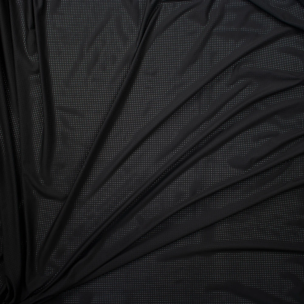Black Perforated Stretch Athletic Nylon/Spandex Fabric By The Yard - Wide shot
