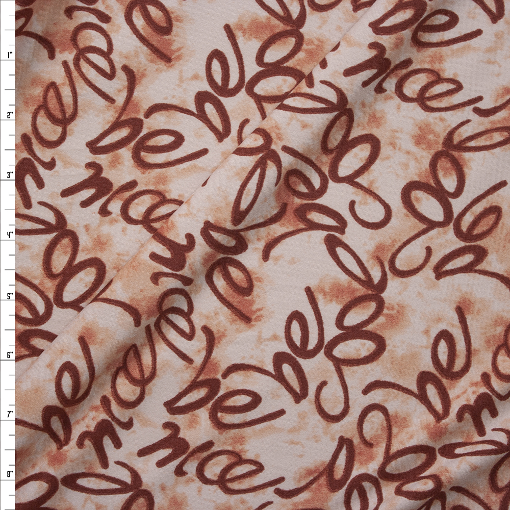 Rust Be Nice, Be Cool Whimsical Print Double Brushed Poly Knit Fabric By The Yard