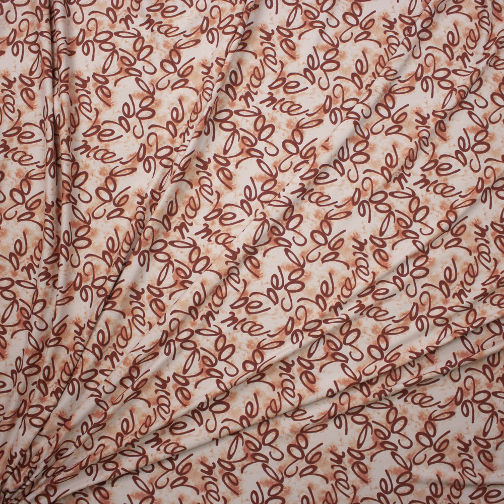 Rust Be Nice, Be Cool Whimsical Print Double Brushed Poly Knit Fabric By The Yard - Wide shot